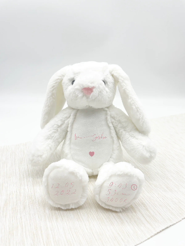 Kuscheltier Hase Weiß Personalisiert mit Name & Geburtsdaten