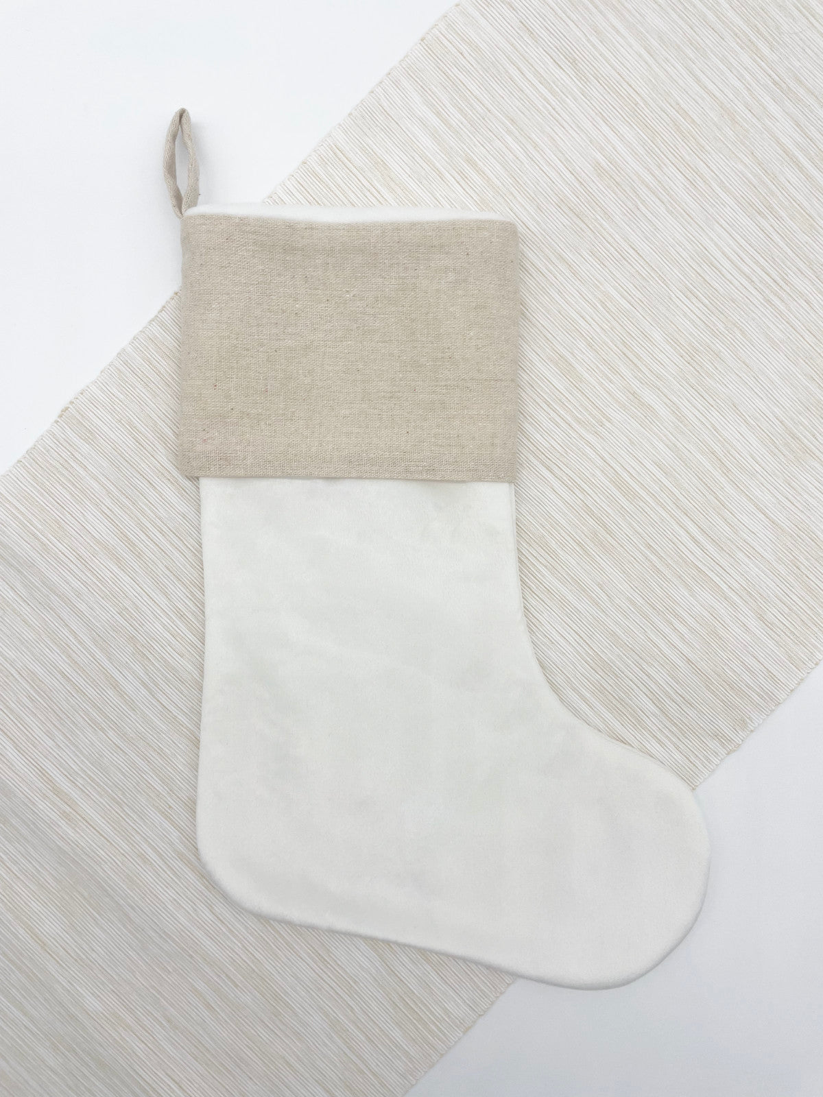 Weihnachtsstrumpf mit Name Personalisiert Beige/Weiß