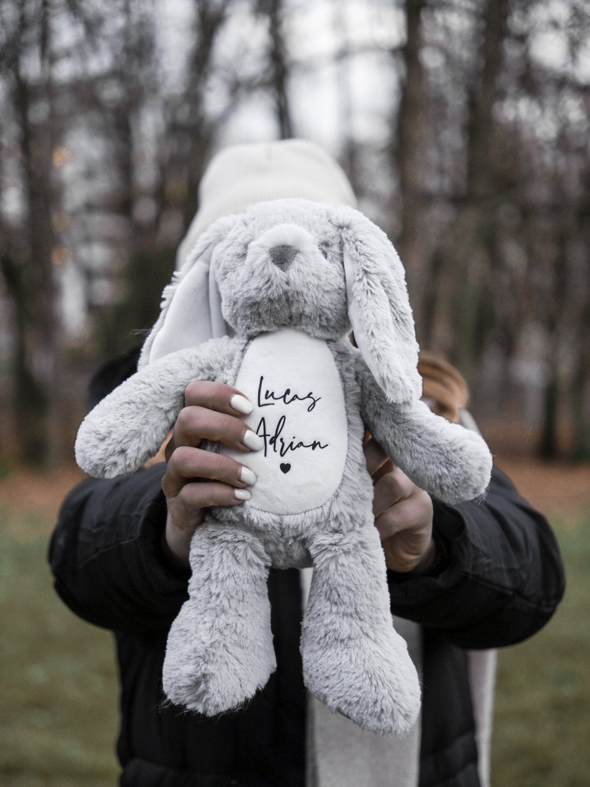 Kuscheltier Hase Grau Personalisiert mit Name