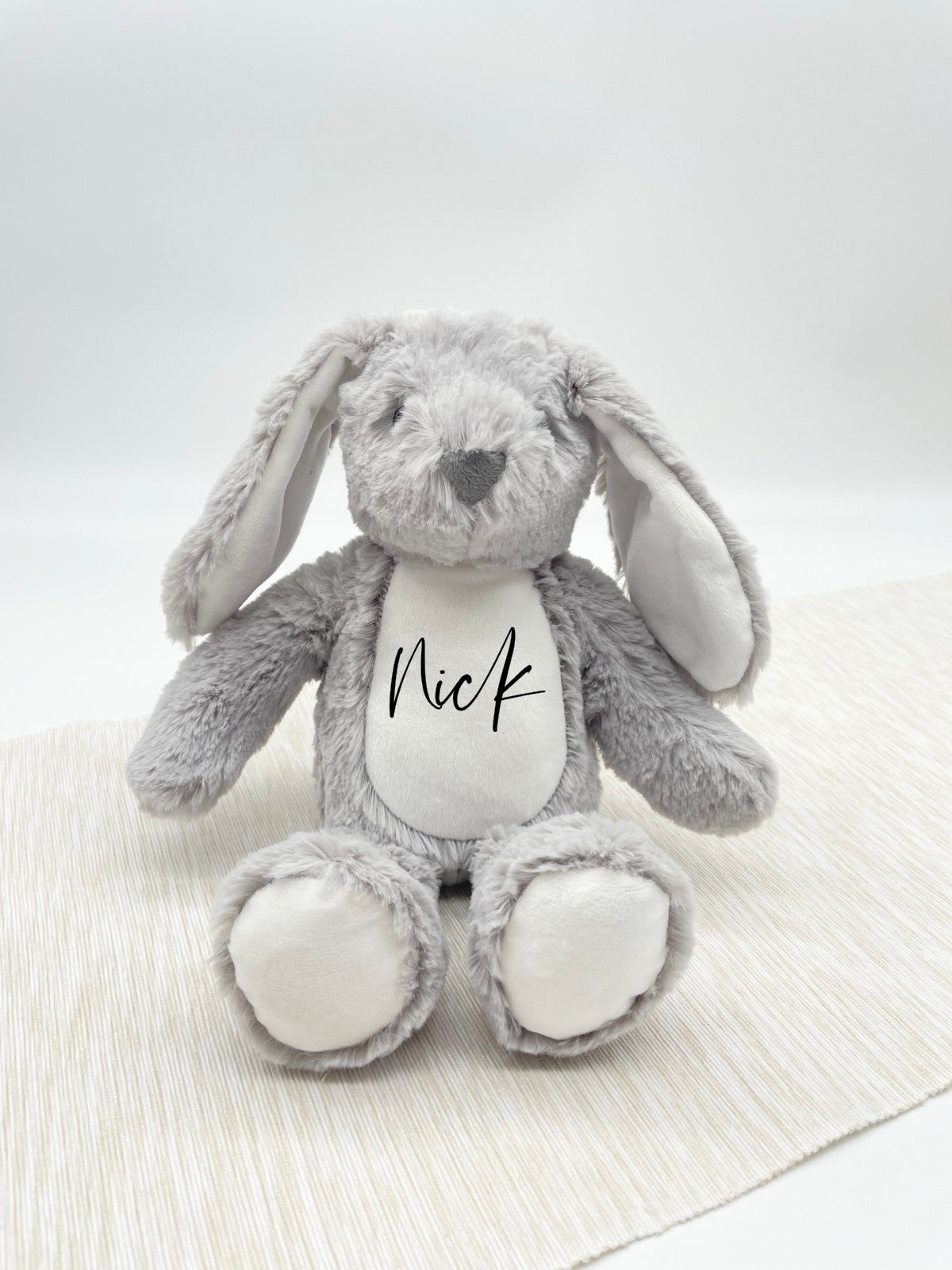 Kuscheltier Hase Grau Personalisiert mit Name