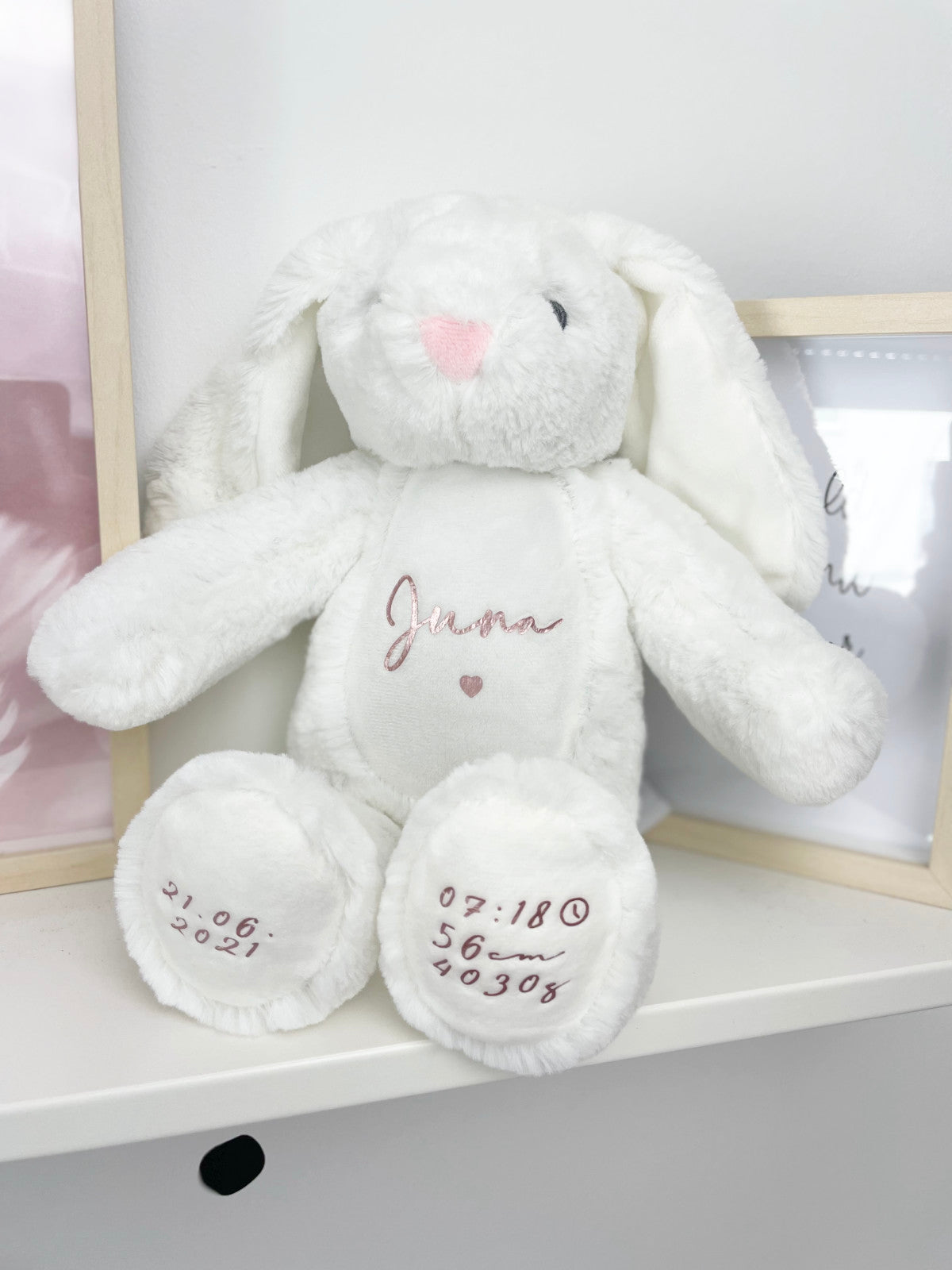 Kuscheltier Hase Weiß Personalisiert mit Name & Geburtsdaten