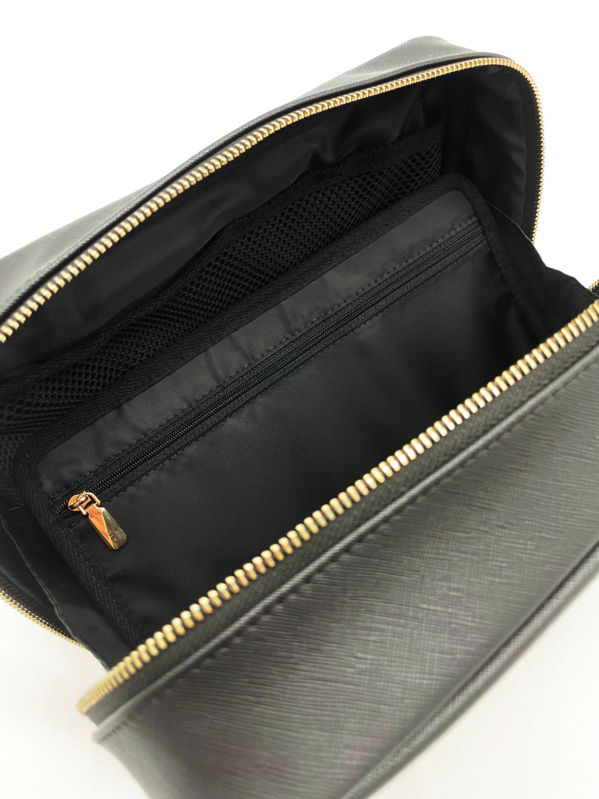 Vegane Wickeltasche Schwarz Innenfach mit Reißverschluss