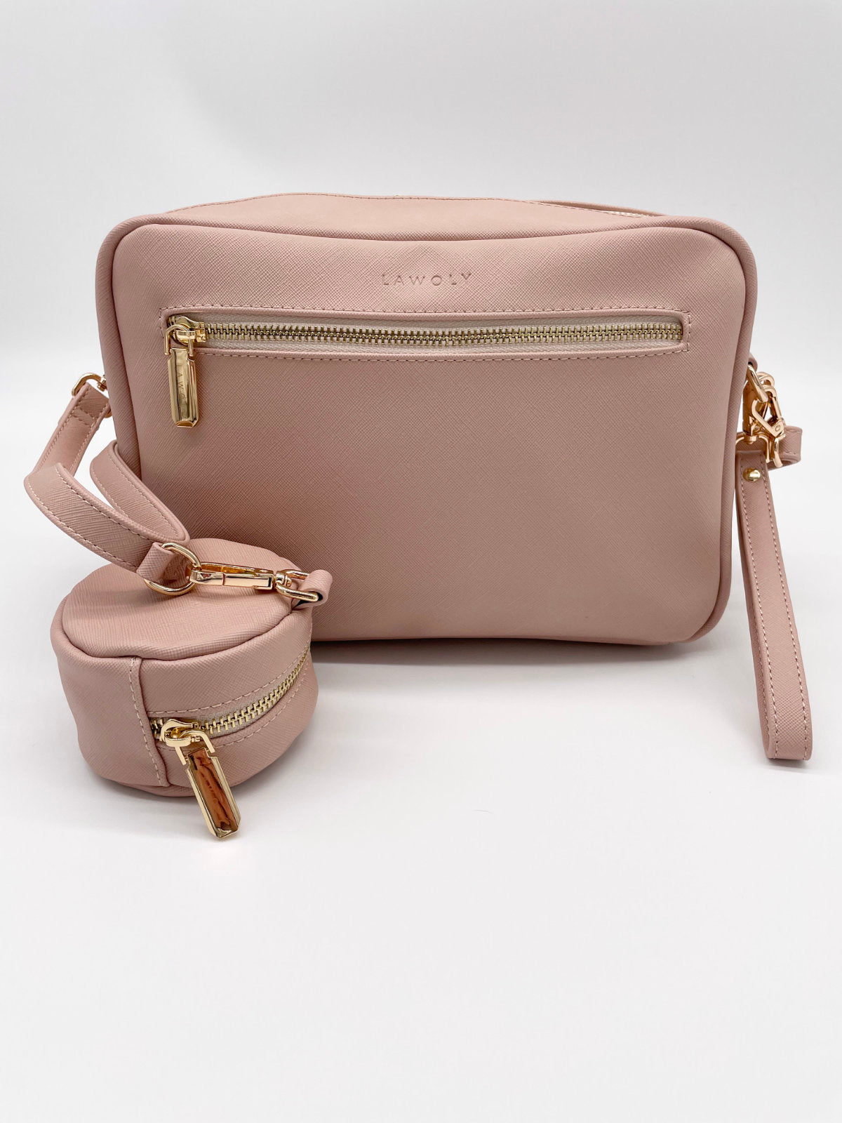 Vegane Wickeltasche mit Schnullertasche & Handschlaufe in Rosé Blush