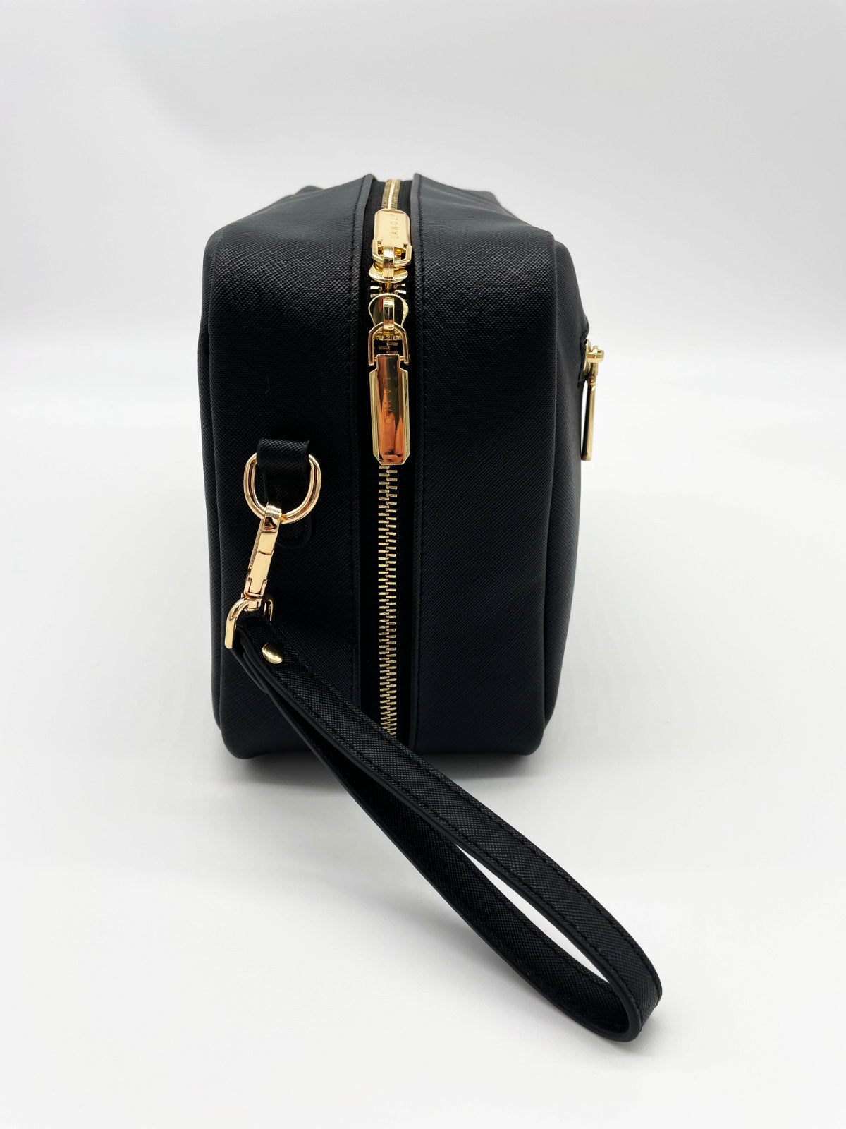 Vegane Wickeltasche mit Schnullertasche Handschlaufe in Schwarz