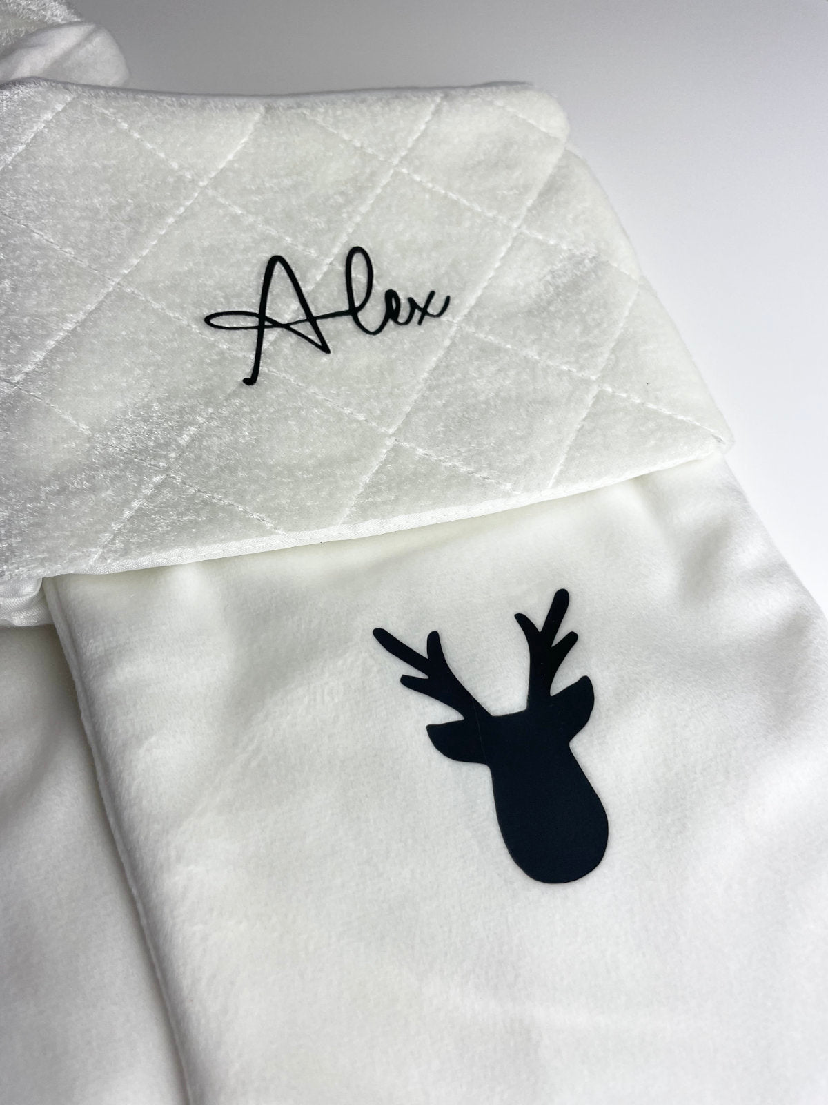 Weihnachtsstrumpf mit Namen Personalisiert Weiß/Weiß