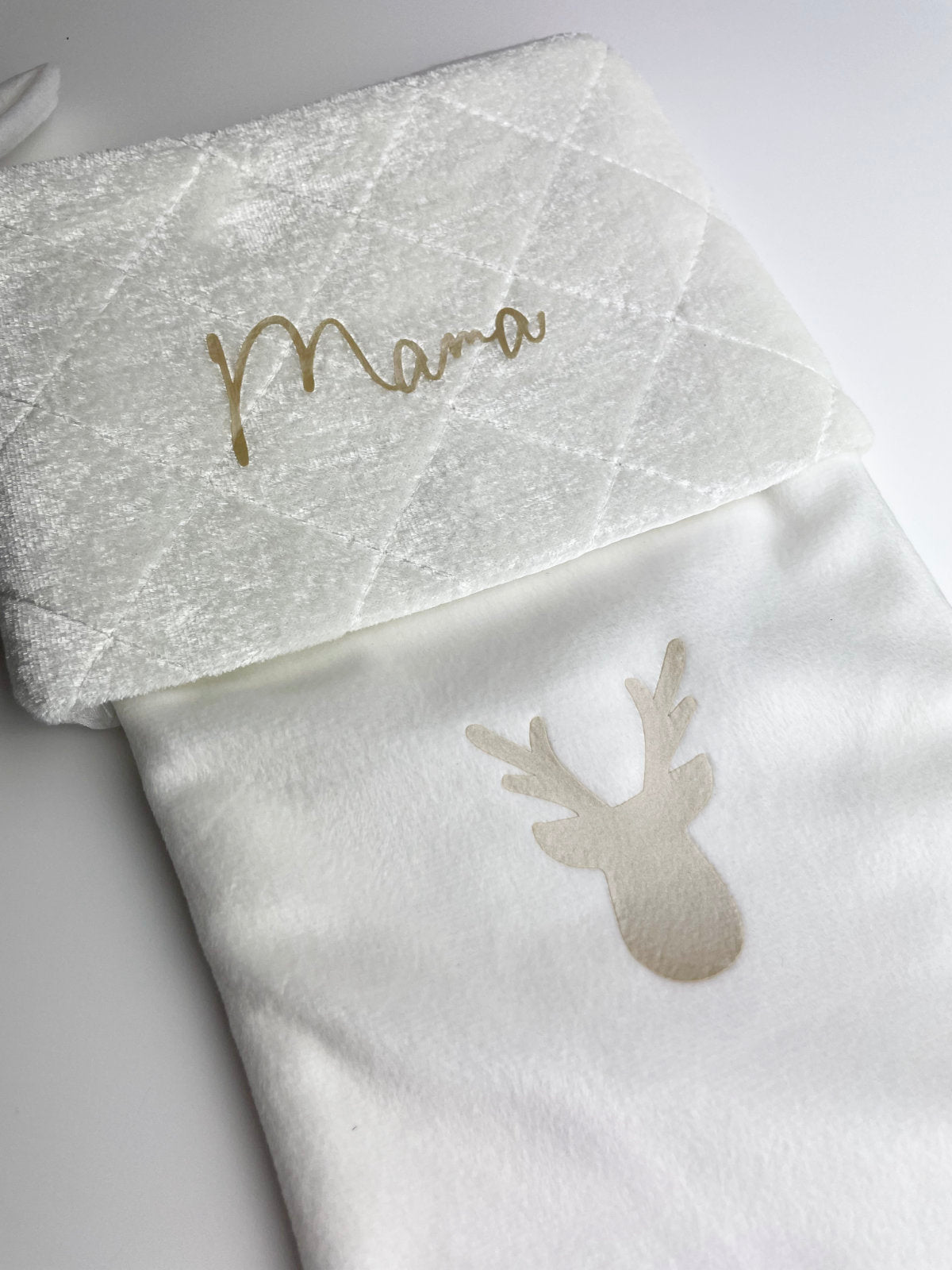 Weihnachtsstrumpf mit Namen Personalisiert Weiß/Weiß