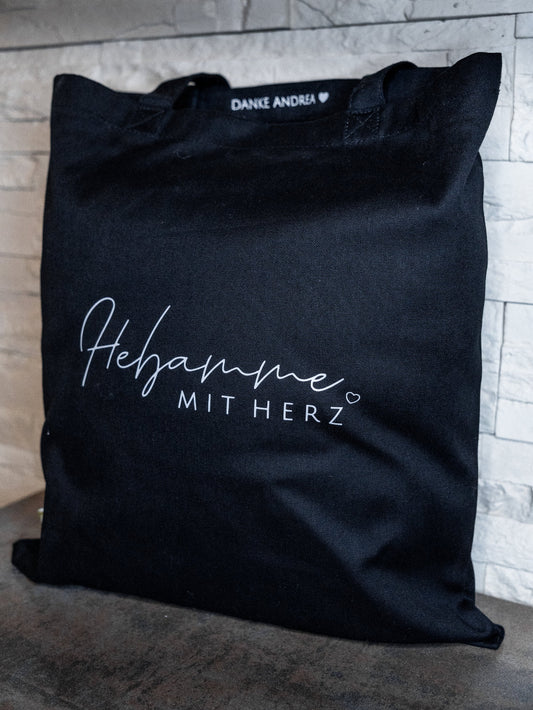 Baumwollbeutel "mit Herz" Innen Personalisiert