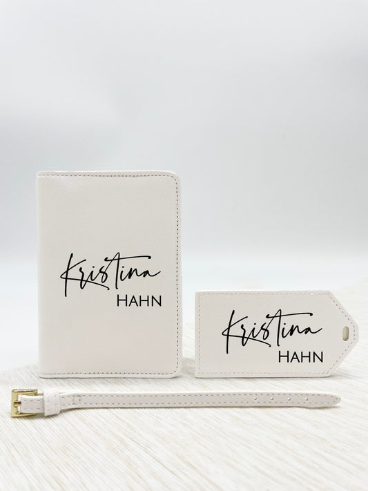Reisepasshülle & Kofferanhänger Personalisiert - Vor & Nachname Mittig
