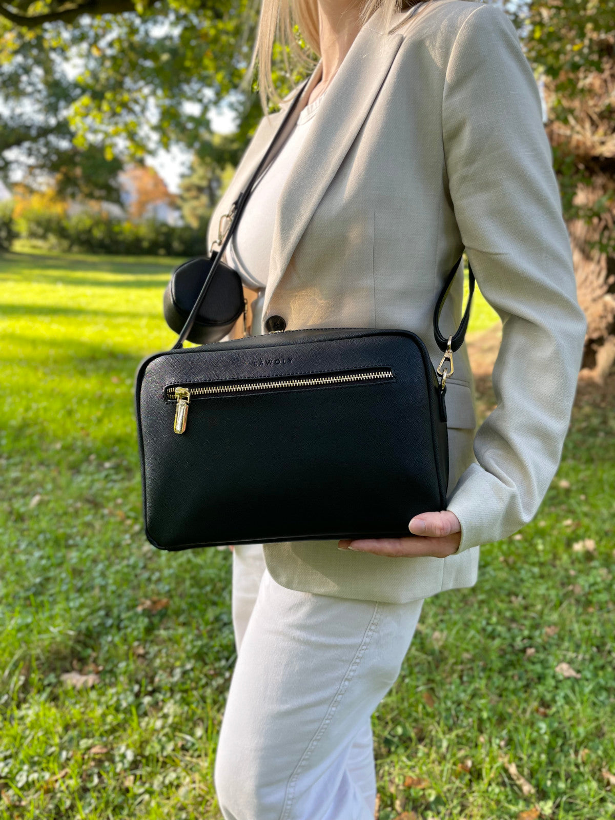 Vegane Wickeltasche Schwarz Vorderseite
