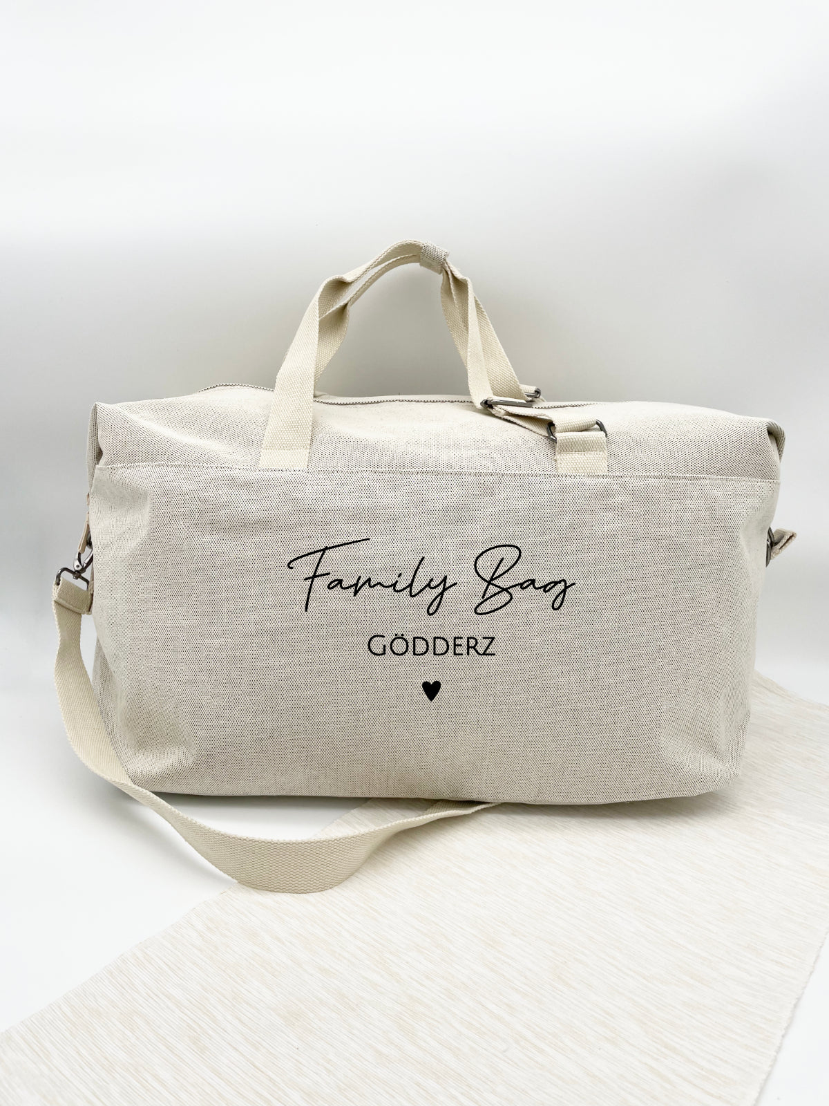 XL Familientasche Personalisiert "Family Bag mit Name & Herz" Schwarzer Druck