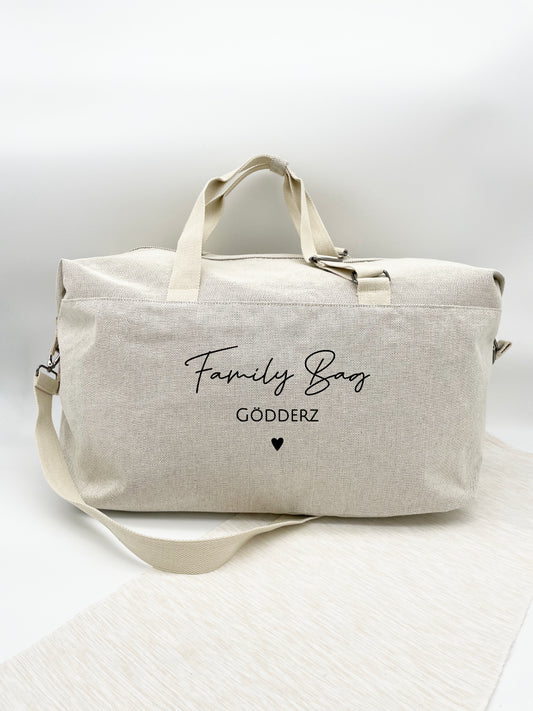 XL Familientasche Personalisiert "Family Bag mit Name & Herz" Schwarzer Druck