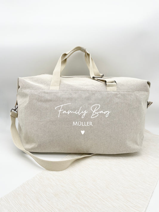 XL Familientasche Personalisiert "Family Bag mit Name & Herz" Weißer Druck