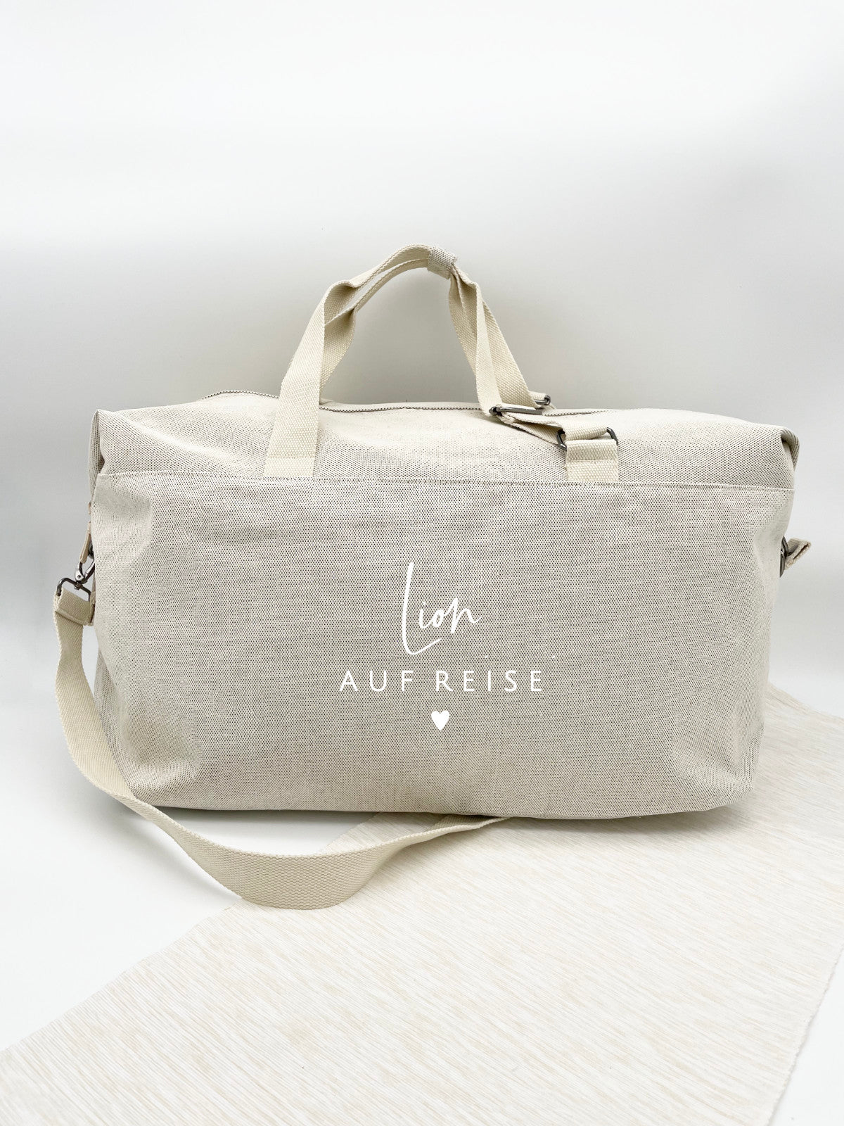 XL Familientasche Personalisiert "Name, Auf Reise & Herz" Weißer Druck